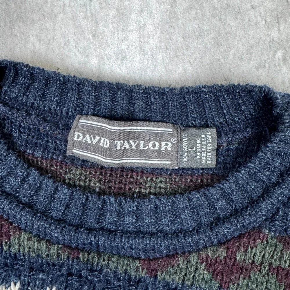 Vintage David Taylor Collection Sweater  Mens L Striped 90s Grunge Grandpa